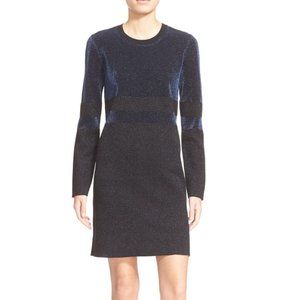 Tory Burch Metallic Stripe Wool Sheath Dress M